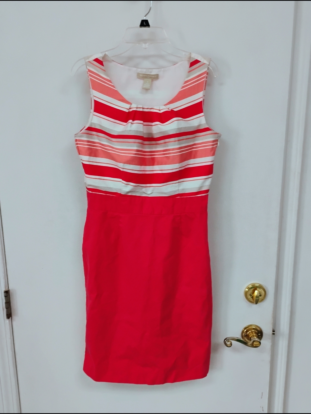 Banana Republic Size 4 Coral Pink Striped Sheath Dress